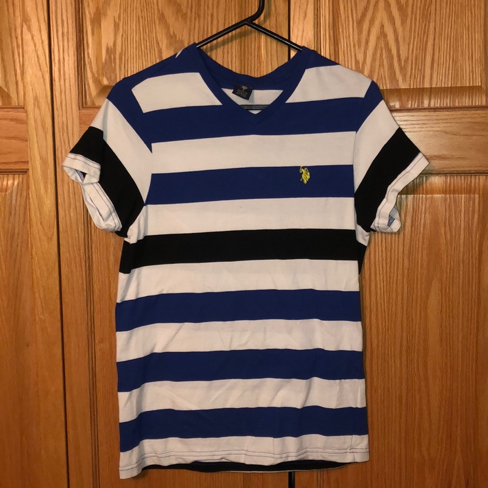 Polo v-neck striped dress shirt